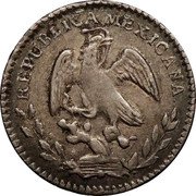 Mexico Real Radiant Cap 1860 C PV KM# 372.1 REPUBLICA MEXICANA. coin obverse Mexico Real Radiant Cap 1860 C PV KM# 372.1 REPUBLICA MEXICANA. coin obverse