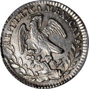 Mexico Real (Radiant Cap) KM# 372 REPUBLICA MEXICANA. coin obverse Mexico Real (Radiant Cap) KM# 372 REPUBLICA MEXICANA. coin obverse