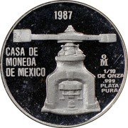 Mexico 1/10 Onza X# MB34 Estados Unidos Mexicanos 1987 CASA DE MONEDA DE MEXICO OM 1/10 DE ONZA .999 PLATA PURA coin obverse Mexico 1/10 Onza X# MB34 Estados Unidos Mexicanos 1987 CASA DE MONEDA DE MEXICO OM 1/10 DE ONZA .999 PLATA PURA coin obverse