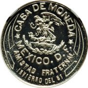 Mexico 1/10 Onza Pattern 1980 Mo Proof KM# Pn223 CASA DE MONEDA MEXICO. D. F. AMISTAD FRATERAL INVIERNO DEL 81 coin reverse Mexico 1/10 Onza Pattern 1980 Mo Proof KM# Pn223 CASA DE MONEDA MEXICO. D. F. AMISTAD FRATERAL INVIERNO DEL 81 coin reverse