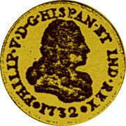 Mexico 1/10 Onza Philip V 1988 Mº X# MB57 PHILIP V D G HISPAN ET IND REX 1732 coin obverse Mexico 1/10 Onza Philip V 1988 Mº X# MB57 PHILIP V D G HISPAN ET IND REX 1732 coin obverse