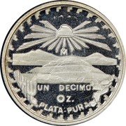 Mexico 1/10 Onza Trial ND (1980) Mo KM# TS17 LIBERTAD MO UN DECIMO OZ. PLATA PURA coin obverse Mexico 1/10 Onza Trial ND (1980) Mo KM# TS17 LIBERTAD MO UN DECIMO OZ. PLATA PURA coin obverse