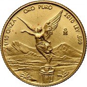 Mexico 1/10 Onza Winged Victory 2010 Mo KM# 672 1/10 ONZA ORO PURO 2007 LEY .999 MO coin reverse Mexico 1/10 Onza Winged Victory 2010 Mo KM# 672 1/10 ONZA ORO PURO 2007 LEY .999 MO coin reverse