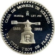 Mexico 1/2 Onza Piedra de los Soles 1993 Mº 1535 1993 16.812 MO LEY .925 CASA DE MONEDA DE MEXICO 1/2 ONZA TROY DE PLATA coin reverse Mexico 1/2 Onza Piedra de los Soles 1993 Mº 1535 1993 16.812 MO LEY .925 CASA DE MONEDA DE MEXICO 1/2 ONZA TROY DE PLATA coin reverse