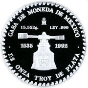 Mexico 1/2 Onza Piedra de los Soles 1992 Mo 1535 1992 15.552 MO LEY .999 CASA DE MONEDA DE MEXICO 1/2 ONZA TROY DE PLATA coin reverse Mexico 1/2 Onza Piedra de los Soles 1992 Mo 1535 1992 15.552 MO LEY .999 CASA DE MONEDA DE MEXICO 1/2 ONZA TROY DE PLATA coin reverse