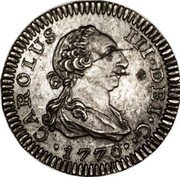Mexico 1/2 Real (Carlos III Pattern. Obverse Trial) CAROLUS III DEI G 1770 coin obverse Mexico 1/2 Real (Carlos III Pattern. Obverse Trial) CAROLUS III DEI G 1770 coin obverse