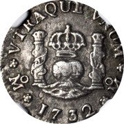 Mexico 1/2 Real Felipe V Pattern 1732 Mo VTRAQUE VNUM MO 1732 MO coin reverse Mexico 1/2 Real Felipe V Pattern 1732 Mo VTRAQUE VNUM MO 1732 MO coin reverse