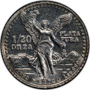 Mexico 1/20 Onza Libertad. Pattern 1990 Mo 1/20 ONZA PLATA PURA MO 1990 MEXICO LEY .999 coin reverse Mexico 1/20 Onza Libertad. Pattern 1990 Mo 1/20 ONZA PLATA PURA MO 1990 MEXICO LEY .999 coin reverse