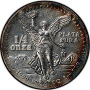 Mexico 1/4 Onza Libertad. Pattern 1990 Mo Proof-Like 1/4 ONZA PLATA PURA MO 1990 MEXICO LEY .999 coin reverse Mexico 1/4 Onza Libertad. Pattern 1990 Mo Proof-Like 1/4 ONZA PLATA PURA MO 1990 MEXICO LEY .999 coin reverse