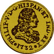 Mexico 1/4 Onza (Philip V 1732 Replica) X# MB58 PHILIP V D G HISPAN ET IND REX 1732 coin obverse Mexico 1/4 Onza (Philip V 1732 Replica) X# MB58 PHILIP V D G HISPAN ET IND REX 1732 coin obverse