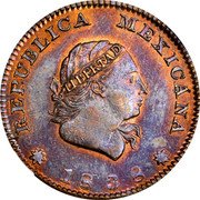 Mexico 1/4 Real (Liberty Pattern) X# NC6 REPUBLICA MEXICANA LIBERTAD 1838 coin obverse Mexico 1/4 Real (Liberty Pattern) X# NC6 REPUBLICA MEXICANA LIBERTAD 1838 coin obverse
