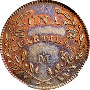 Mexico 1/4 Real (Liberty Pattern) X# NC6 UNA CUARTILLA MO coin reverse Mexico 1/4 Real (Liberty Pattern) X# NC6 UNA CUARTILLA MO coin reverse