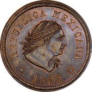 Mexico 1/4 Real (Una Quartilla) (Non-Circulating Privately Produced Coinage) X# NC4 REPUBLICA MEXICANA LIBERTAD 1838 coin obverse Mexico 1/4 Real (Una Quartilla) (Non-Circulating Privately Produced Coinage) X# NC4 REPUBLICA MEXICANA LIBERTAD 1838 coin obverse