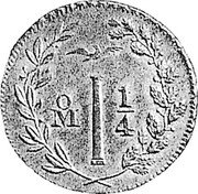 Mexico 1/4 Real (Una Quartilla) (Non-Circulating Privately Produced Coinage) X# NC8 1/4 MO coin reverse Mexico 1/4 Real (Una Quartilla) (Non-Circulating Privately Produced Coinage) X# NC8 1/4 MO coin reverse