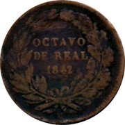 Mexico 1/8 Real Republic/Decimal Coinage OCTAVO DE REAL 1842 coin obverse Mexico 1/8 Real Republic/Decimal Coinage OCTAVO DE REAL 1842 coin obverse