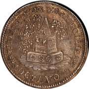 Mexico 1/8 Real (Octavo Pattern) KM# Pn40 ESTO LIBE FEDO DE ZACATECAS 1833 OCTAVO coin obverse Mexico 1/8 Real (Octavo Pattern) KM# Pn40 ESTO LIBE FEDO DE ZACATECAS 1833 OCTAVO coin obverse