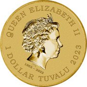 Tuvalu 1 Dollar Mickey Mouse 2023 P UNC in coincard QUEEN ELIZABETH II IRB 1952 - 2022 1 DOLLAR TUVALU 2023 coin obverse