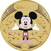 Tuvalu 1 Dollar Mickey Mouse 2023 P UNC in coincard DISNEY100 P ©DISNEY coin reverse