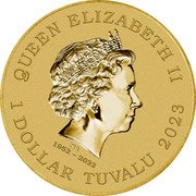 Tuvalu 1 Dollar Minnie Mouse 2023 P UNC in coincard QUEEN ELIZABETH II IRB 1952 - 2022 1 DOLLAR TUVALU 2023 coin obverse