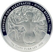 Mexico 1 Kilo Frida Kahlo and Diego 2007 Mo Proof 1 KG PLATA PURA LEY .999 DESNUDO CON ALCATRACES DIEGO RIVERA, 1944 coin obverse Mexico 1 Kilo Frida Kahlo and Diego 2007 Mo Proof 1 KG PLATA PURA LEY .999 DESNUDO CON ALCATRACES DIEGO RIVERA, 1944 coin obverse
