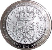 Mexico 1 Onza (275th Anniversary of the First Columnaria) PHILIP V D. G. HISPAN. ET IND. REX F 8 PRIMERA EN AMÉRICA CASA DE MONEDA DE MÉXICO coin obverse Mexico 1 Onza (275th Anniversary of the First Columnaria) PHILIP V D. G. HISPAN. ET IND. REX F 8 PRIMERA EN AMÉRICA CASA DE MONEDA DE MÉXICO coin obverse