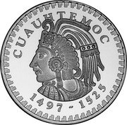 Mexico 1 Onza (Cuauhtemoc) X# MB17 IVA MEXICO 1984 W W M UNA ONZA TROY .999 PLATA PURA coin obverse Mexico 1 Onza (Cuauhtemoc) X# MB17 IVA MEXICO 1984 W W M UNA ONZA TROY .999 PLATA PURA coin obverse