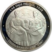 Mexico 1 Onza Frida Kahlo and Diego 2007 Mo Proof FRIDA KAHLO 1907-2007 LAS DOS FRIDAS, 1939 coin reverse Mexico 1 Onza Frida Kahlo and Diego 2007 Mo Proof FRIDA KAHLO 1907-2007 LAS DOS FRIDAS, 1939 coin reverse