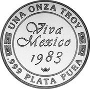 Mexico 1 Onza Liberty cap 1983 WWm X# MB9 VIVA MEXICO 1983 W W M UNA ONZA TROY .999 PLATA PURA coin obverse