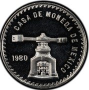 Mexico 1 Onza Pattern 1980 Mo 1980/70; Proof CASA DE MONEDA DE MEXICO 1980 coin obverse