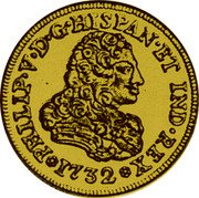 Mexico 1 Onza (Philip V 1732 Replica) X# MB60 PHILIP V D G HISPAN ET IND REX 1732 coin obverse Mexico 1 Onza (Philip V 1732 Replica) X# MB60 PHILIP V D G HISPAN ET IND REX 1732 coin obverse