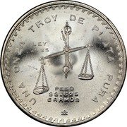 Mexico 1 Onza Scales Medallic Bullion Coin. Type IV 1979 Mº KM# M49b.4 LEY .925 PESO 33.625 GRAMOS UNA ONZA TROY DE PLATA PURA MO coin reverse Mexico 1 Onza Scales Medallic Bullion Coin. Type IV 1979 Mº KM# M49b.4 LEY .925 PESO 33.625 GRAMOS UNA ONZA TROY DE PLATA PURA MO coin reverse