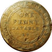 UK One Penny Staffordshire. Bilston S. Fereday 1812  A ONE POUND NOTE FOR 240 TOKENS ONE PENNY PAYABLE BY coin obverse UK One Penny Staffordshire. Bilston S. Fereday 1812  A ONE POUND NOTE FOR 240 TOKENS ONE PENNY PAYABLE BY coin obverse