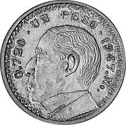 Mexico 1 Peso (Benito Juarez Pattern) KM# Pn194 0.720 UN PESO 1947 MO coin reverse Mexico 1 Peso (Benito Juarez Pattern) KM# Pn194 0.720 UN PESO 1947 MO coin reverse