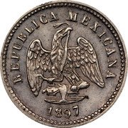 Mexico 1 Peso (Circulation Coin Pattern) KM# Pn164 REPUBLICA MEXICANA 1897 coin obverse Mexico 1 Peso (Circulation Coin Pattern) KM# Pn164 REPUBLICA MEXICANA 1897 coin obverse