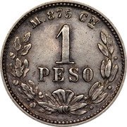 Mexico 1 Peso (Circulation Coin Pattern) KM# Pn164 1 PESO M. 875 CN coin reverse Mexico 1 Peso (Circulation Coin Pattern) KM# Pn164 1 PESO M. 875 CN coin reverse