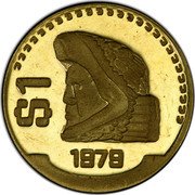 Mexico 1 Peso Mesoamerican Warrior. Classic Eagle. Pattern Coin 1979  $1 1979 coin reverse Mexico 1 Peso Mesoamerican Warrior. Classic Eagle. Pattern Coin 1979  $1 1979 coin reverse