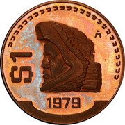 Mexico 1 Peso (Mesoamerican Warrior. Classic Eagle. Pattern) $1 1979 M coin reverse Mexico 1 Peso (Mesoamerican Warrior. Classic Eagle. Pattern) $1 1979 M coin reverse
