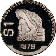 Mexico 1 Peso (Mesoamerican Warrior Pattern. Modern Eagle) $1 1979 coin reverse