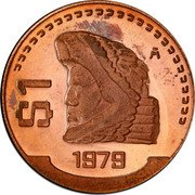Mexico 1 Peso (Mesoamerican Warrior Pattern. Modern Eagle) $1 1979 M coin reverse Mexico 1 Peso (Mesoamerican Warrior Pattern. Modern Eagle) $1 1979 M coin reverse