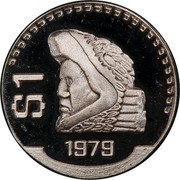 Mexico 1 Peso (Mesoamerican Warrior Pattern. Reverse Trial) $1 1979 coin reverse