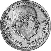 Mexico 1 Peso Morelos Pattern 1947Mo KM# Pn193 M 0.720 UN PESO 1947 MORELOS coin reverse Mexico 1 Peso Morelos Pattern 1947Mo KM# Pn193 M 0.720 UN PESO 1947 MORELOS coin reverse