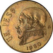 Mexico 1 Peso Pattern. Morelos Uniface Trial. Closed 8 1980 Mº UN PESO MO 1980 coin reverse Mexico 1 Peso Pattern. Morelos Uniface Trial. Closed 8 1980 Mº UN PESO MO 1980 coin reverse