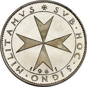 Malta 1 Scudo (Ernesto Trial Strike) X# PR1 SVB HOC SIGNO MILITAMVS 1961 coin obverse