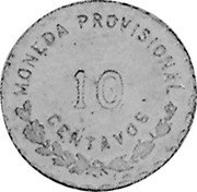 Mexico 10 Centavos Provisional Government Coinage. Oaxaca 1915 KM# 724 MONEDA PROVSIONAL 10 CENTAVOS coin reverse Mexico 10 Centavos Provisional Government Coinage. Oaxaca 1915 KM# 724 MONEDA PROVSIONAL 10 CENTAVOS coin reverse
