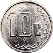 Mexico 10 Centavos Circulation Coin. Small Size 2017 Mo KM# 934 2019 10¢ MO coin reverse Mexico 10 Centavos Circulation Coin. Small Size 2017 Mo KM# 934 2019 10¢ MO coin reverse