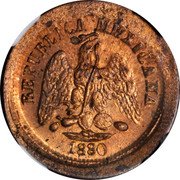 Mexico 10 Centavos Circulation Coin Pattern 1880 Mº M REPUBLICA MEXICANA coin obverse Mexico 10 Centavos Circulation Coin Pattern 1880 Mº M REPUBLICA MEXICANA coin obverse