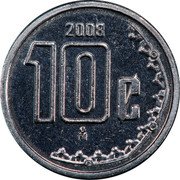 Mexico 10 Centavos Circulation Coin Pattern 2008 Mo 2008 10 C MO coin reverse Mexico 10 Centavos Circulation Coin Pattern 2008 Mo 2008 10 C MO coin reverse