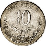 Mexico 10 Centavos Pattern Strike 1868 Mo C KM# Pn109 MOC. 902,7 10 CENTAVOS coin reverse Mexico 10 Centavos Pattern Strike 1868 Mo C KM# Pn109 MOC. 902,7 10 CENTAVOS coin reverse