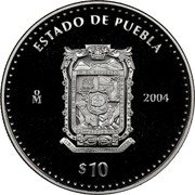 Mexico 10 Pesos State of Puebla 2004 Mo Proof KM# 737 ESTADO DE PUEBLA MO 2004 $10 coin reverse Mexico 10 Pesos State of Puebla 2004 Mo Proof KM# 737 ESTADO DE PUEBLA MO 2004 $10 coin reverse