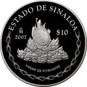 Mexico 10 Pesos State of Sinaloa 2007 Mo Proof KM# 840 ESTADO DE SINALOA MO 2007 $10 LUGAR DE PITAHAYAS coin reverse Mexico 10 Pesos State of Sinaloa 2007 Mo Proof KM# 840 ESTADO DE SINALOA MO 2007 $10 LUGAR DE PITAHAYAS coin reverse